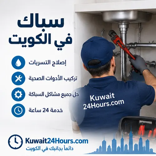 سباك يفحص تمديدات الماء في منزل بالكويت